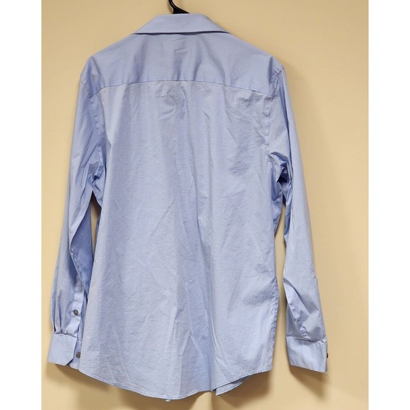 Alfani Shirt Men Large Light Blue Button down Solid Slim Fit Full Sleeve - Picture 5 of 7